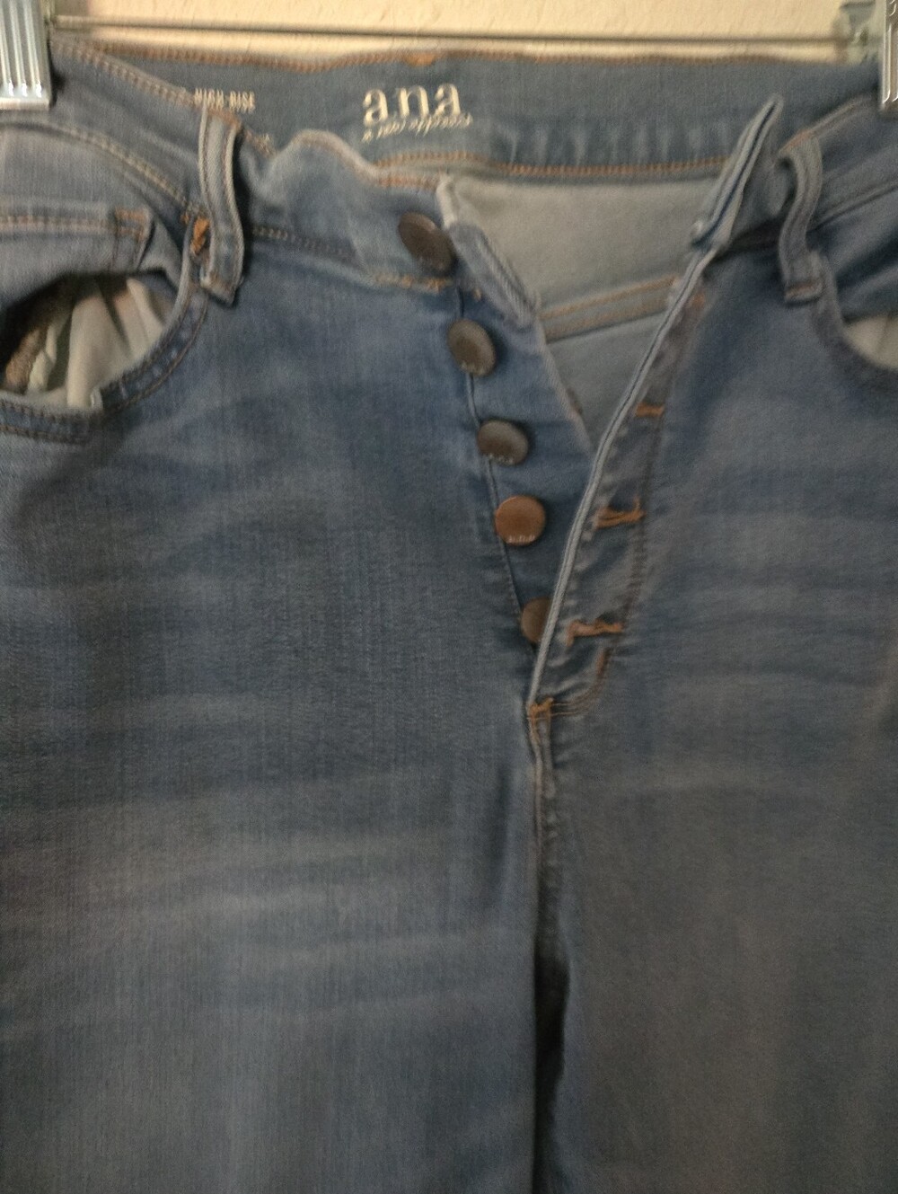 a.n.a Relaxed Button-Fly Jeans - Blue Denim